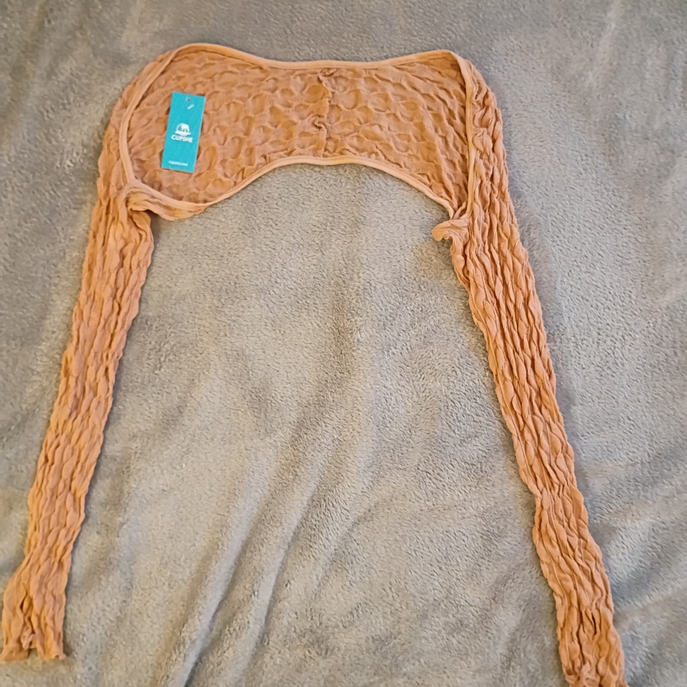 Cupshe Textured Shrug Cover in Tan